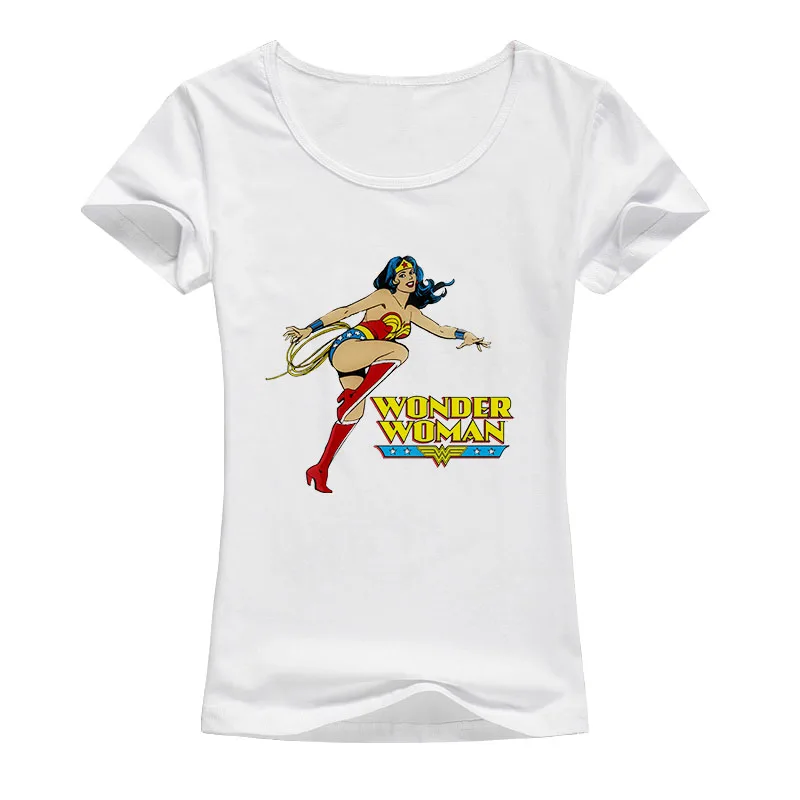 Wonder Woman футболка женская летняя новая с принтом Круглый Вырез эластичный