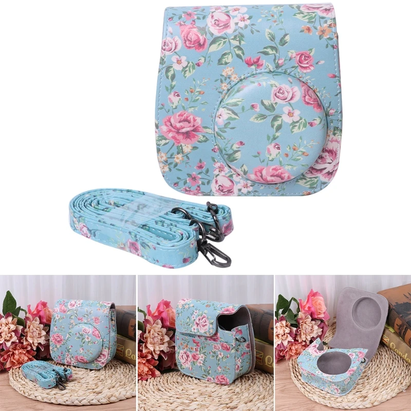 

Camera Bag Instax Mini 8/9 Camera Bags Faux Leather Shoulder Strap Flower Printing Case Pouch For Fujifilm qiang