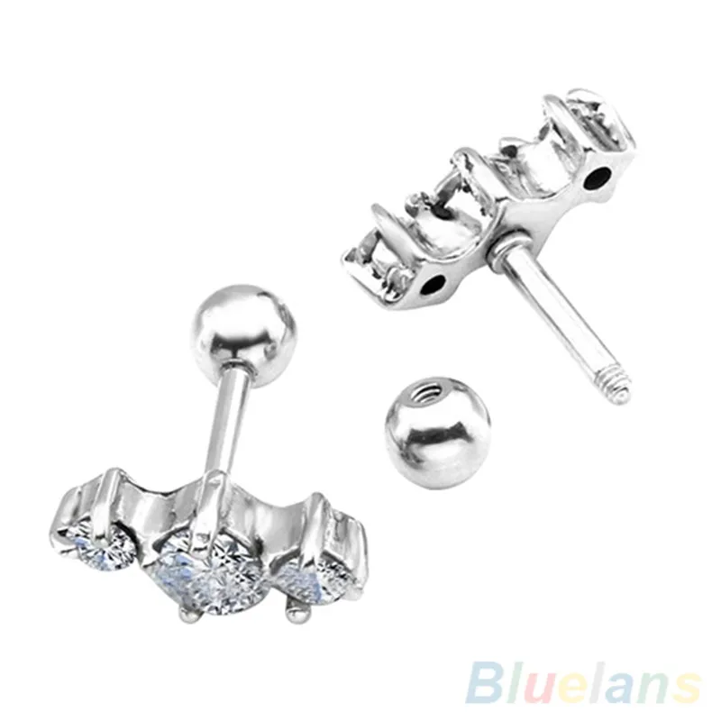 12PCS New 316L Surgical Steel Clear CZ Gem Tragus Cartilage Ear Stud
