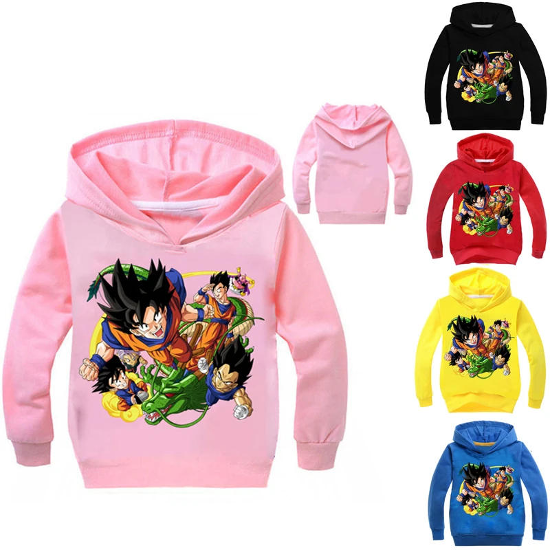 

3-14Y Boys long sleeve Tops Big Kids Dragon Ball Z Outwear Sun Goku Printed Hoodies T Shirt Dragon Ball Girls Tees Sweatshirt