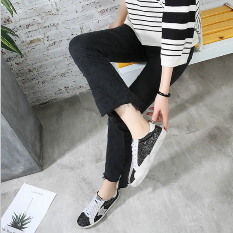 JINBEILEE Net Red Small Dirty Skateboard Shoes Female Stars Casual Shoes Five-pointed Star Small White Female Sequin Shoes JINBEILEE Net Red Small Dirty Skateboard Shoes Female Stars Casual Shoes Five-pointed Star Small White Female Sequin Shoes
