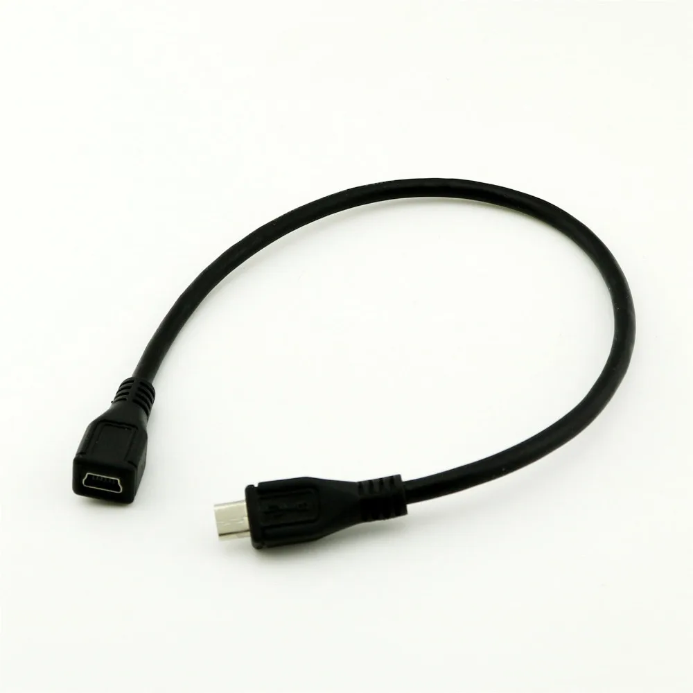 10 قطع usb 2.0 البسيطة b دبوس الإناث إلى مايكرو ذكر كابل بيانات شاحن محول محول 30 سنتيمتر