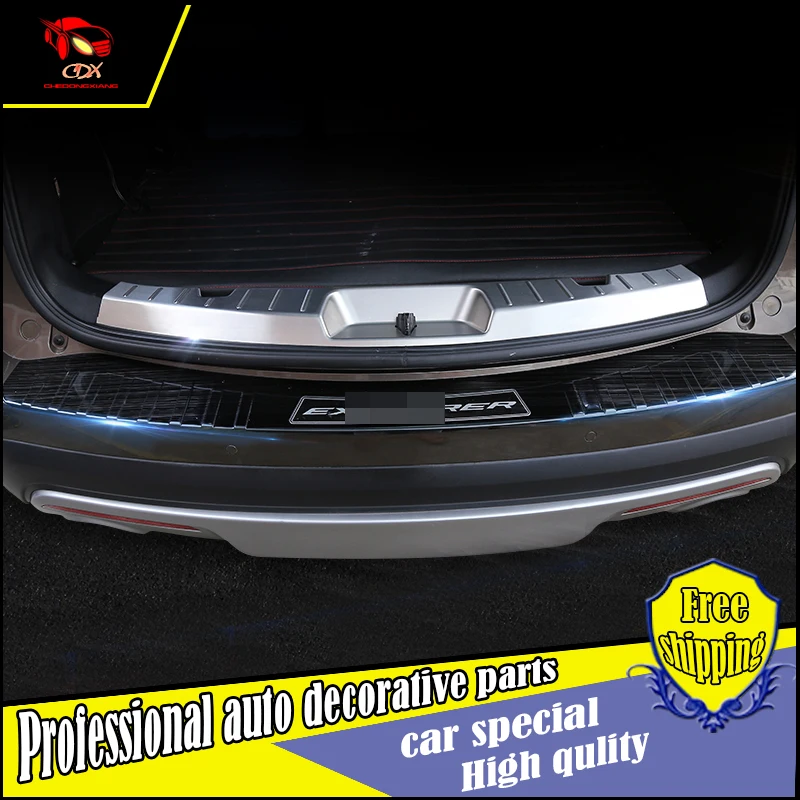 Stainless Steel Rear Bumper outer Sill Trunk Pedal Tread Plate car-styling Rear fender Rearguard Trim For Ford Explorer 2016 for porsche cayenne 2015 stainless steel outer rear bumper foot plate trim 1pcs car styling