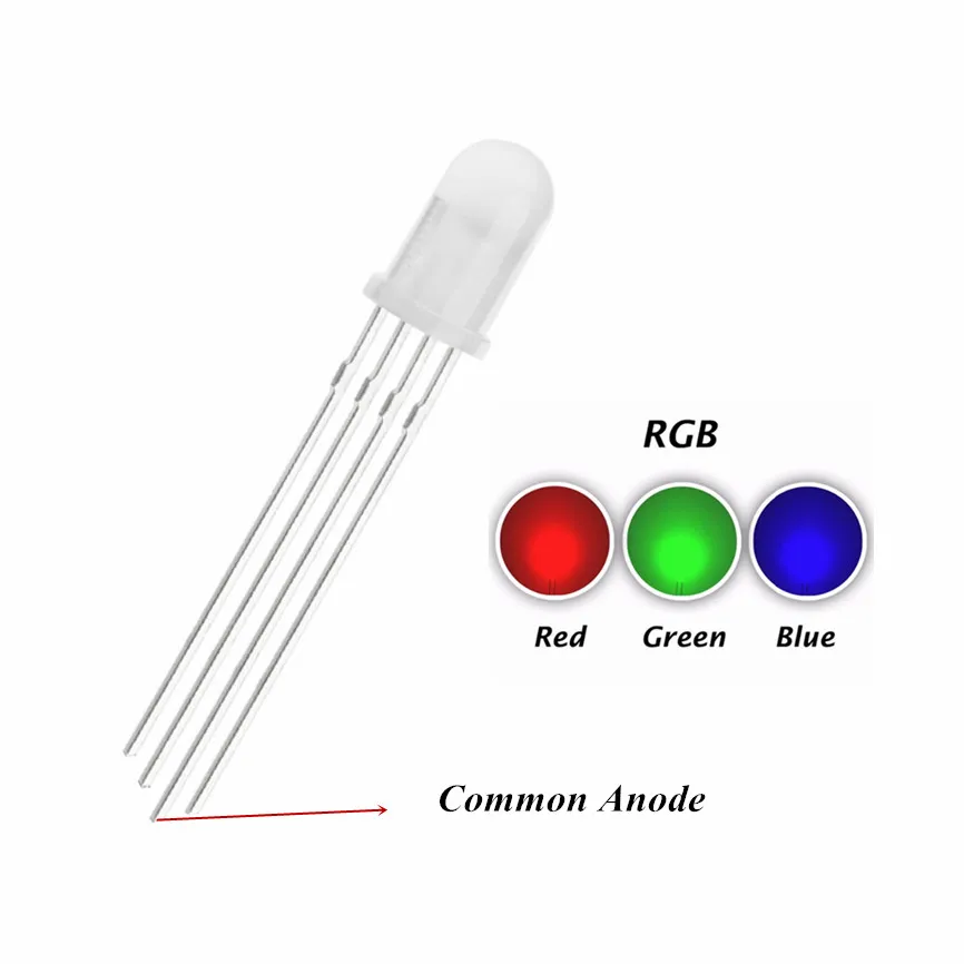 50 шт 5 мм RGB светодиодный рассеянный красного зеленого и синего цвета общий анод