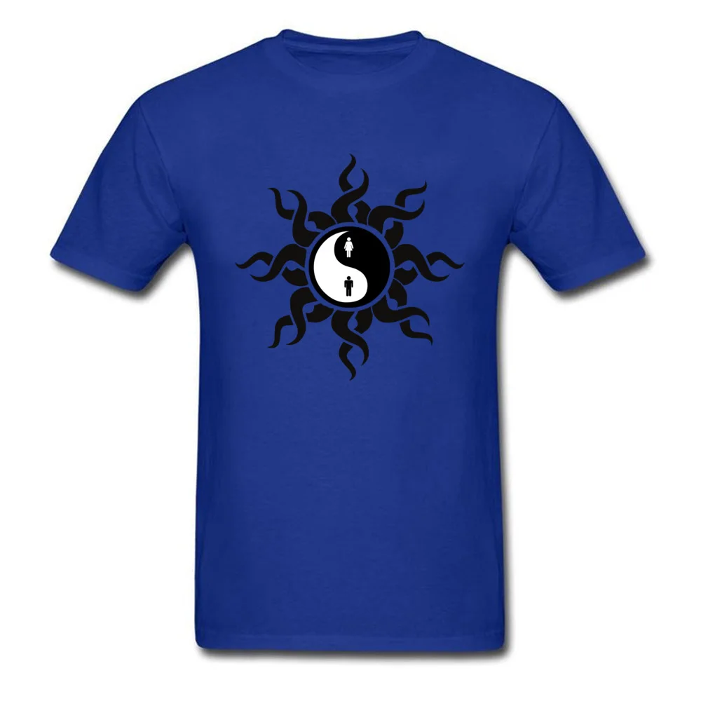 Tribal Yin Yang Man Woman T Shirt Print Short Sleeve Plain Crewneck 100% Cotton Tops & Tees Party T Shirt for Men Labor Day Tribal Yin Yang Man Woman blue