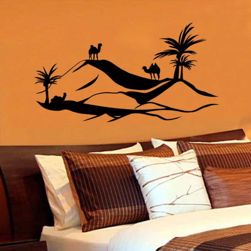 ZOOYOO Scenry Wall Sticker Large Size Desert Camel Wall Decal Removable Home Decor Living Room