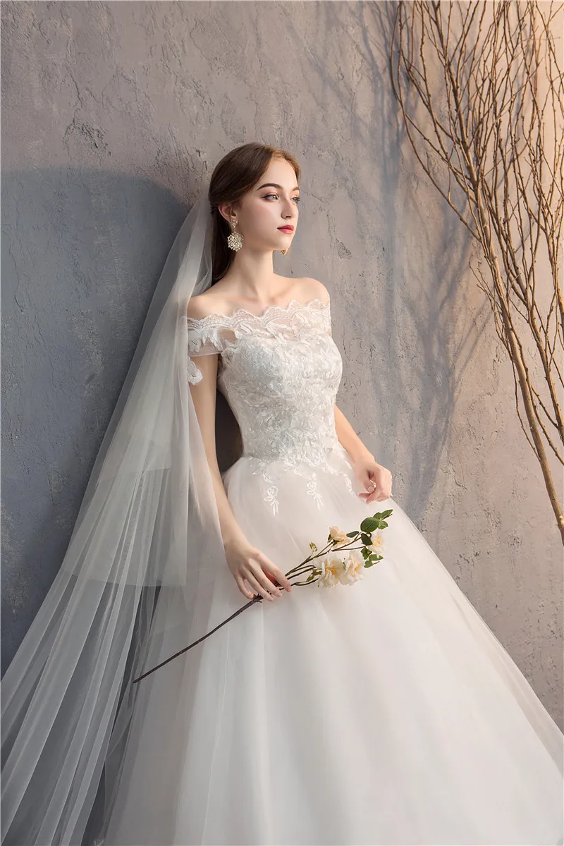 affordable wedding dresses EZKUNTZA 2022 Off The Shoulder Lace Wedding Dress Cheap Bridal Dress Made In China Simple Embroidery Vestido De Noiva reception dress for bride