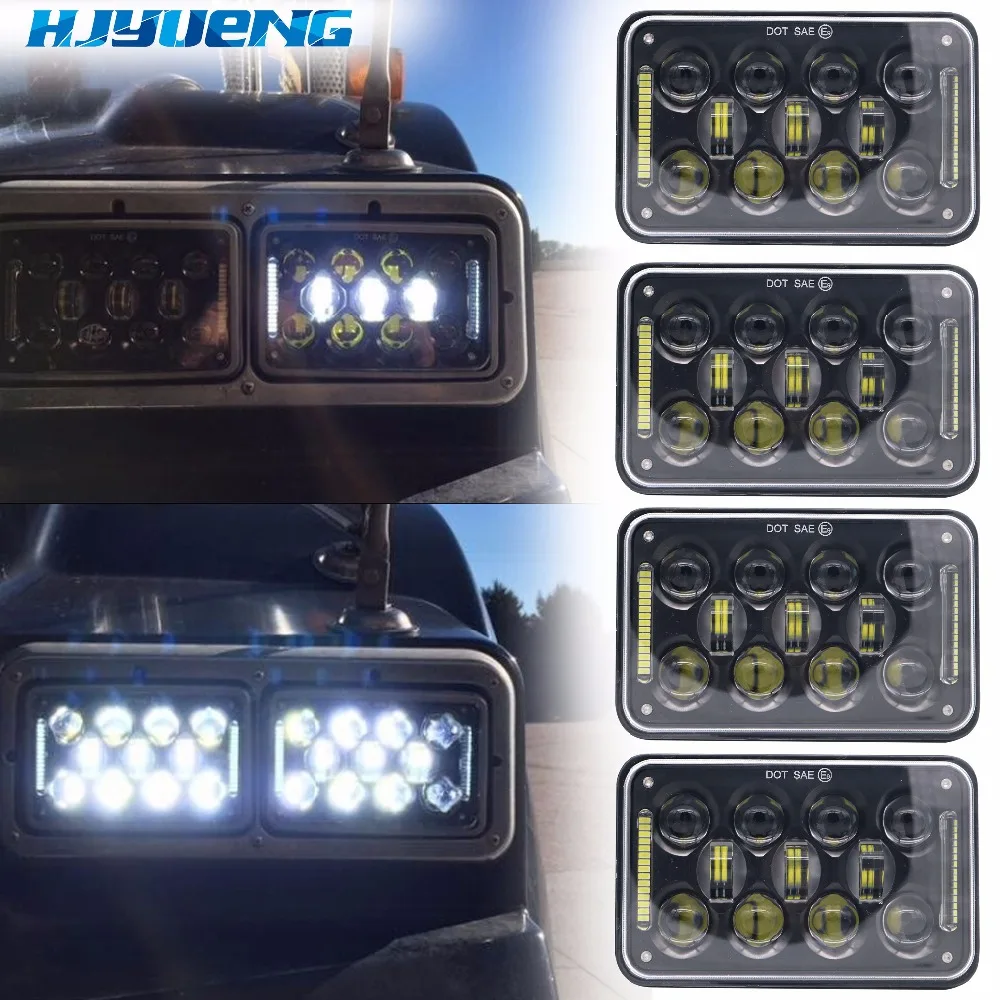 

HJYUENG led work light 4 X 6 Inch Rectangular 60W LED Headlight For Peterbilt Kenworth FREIGHTLINER 12V 24V 5 INCH H4