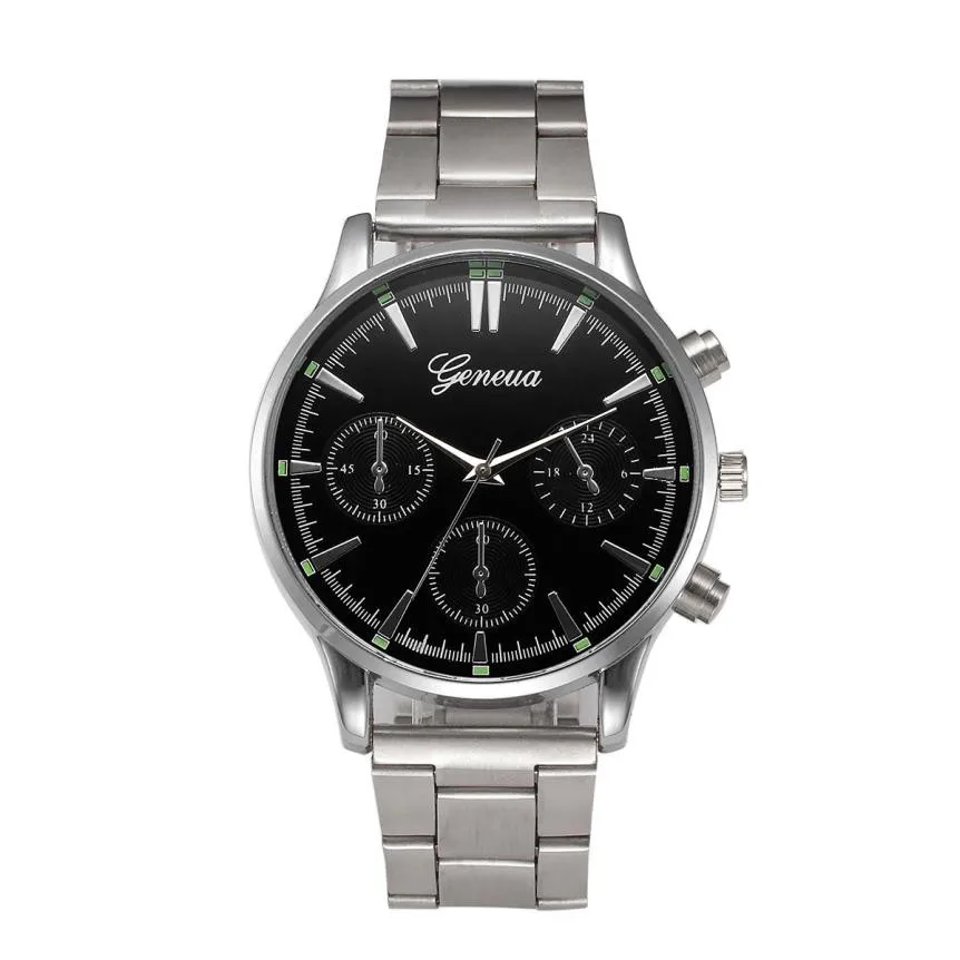 Timezone402 Geneva Fashion Men's Watch Crystal Stainless Steel Analog