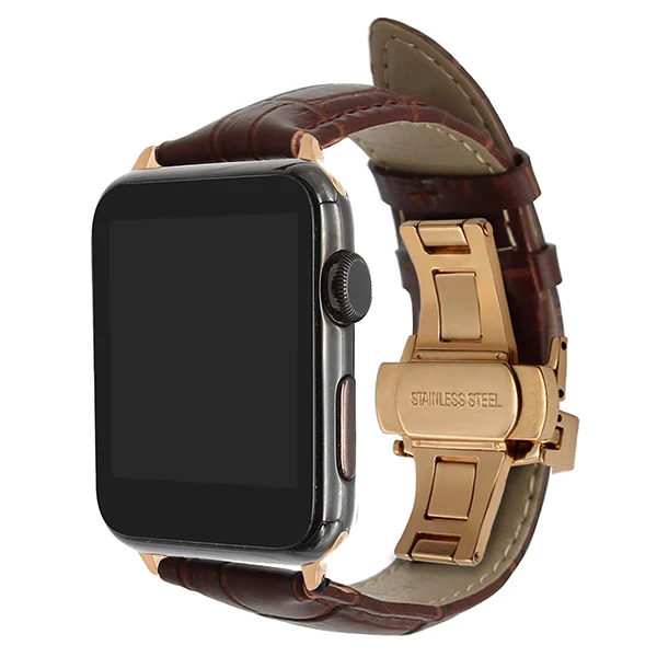 Ремешок из натуральной телячьей кожи для iWatch Apple Watch 38 мм 40 мм 42 мм 44 мм серия 5 4 3 2 1 ремешок для часов с бабочкой