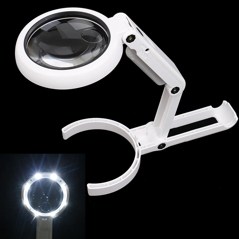 

Portable 5X 11X Magnifying Handheld Foldable Table Lamp Illuminated Magnifier Loupe Magnifier Screen Table 8 LED Reading Lights