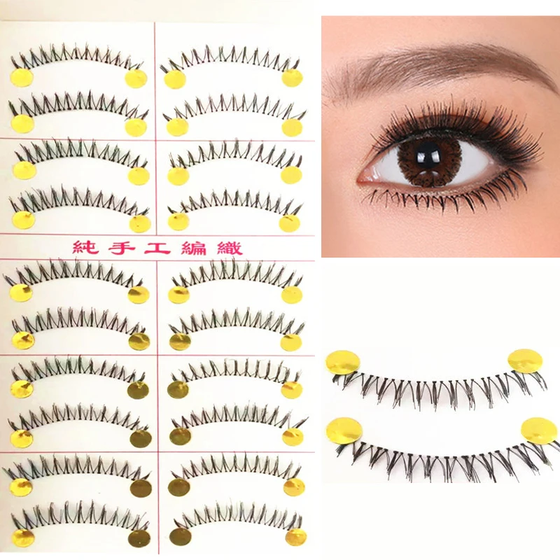 100 Handmade Natural Lower Eyelashes False Eyelashes 10 Pairs Bottom
