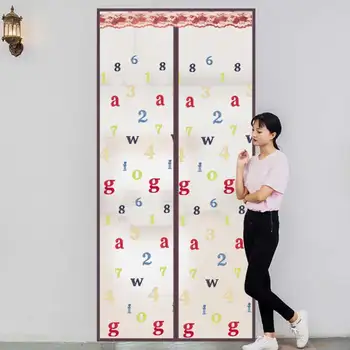 

Summer Letter Embroidery Anti-mosquito Insect Mesh Door Fabric Door Curtain Magnet Mosquito Net Curtains Tulle Soft Screen