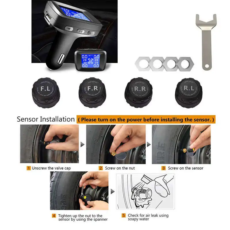 Система контроля давления в шинах Tpms с Usb разъемом в мониторе, разъем прикуривателя, универсальная беспроводная автомобильная сигнализация Lc