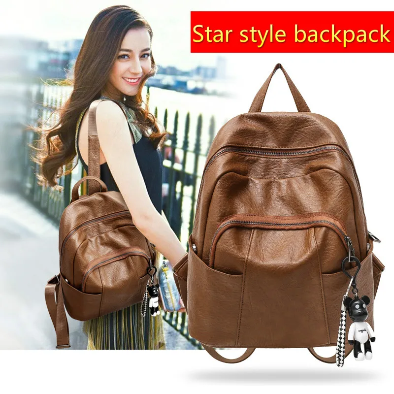 

Luxury Backpack Famous Brand Women Bag Designer Simple retro mummy large capacity luggage tour soft leather backpack girl