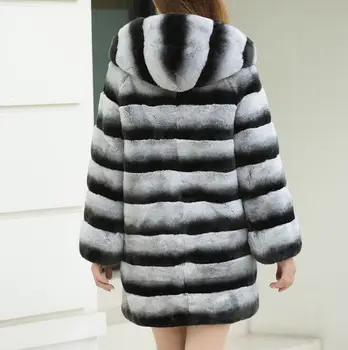 Günstige REROYFU Beste Chinchilla Echt Pelzmantel Für Frauen Echte Rex Kaninchen Pelz Mäntel Frau Natürliche Pelz Jacken Plus Größe 6XL Mantel