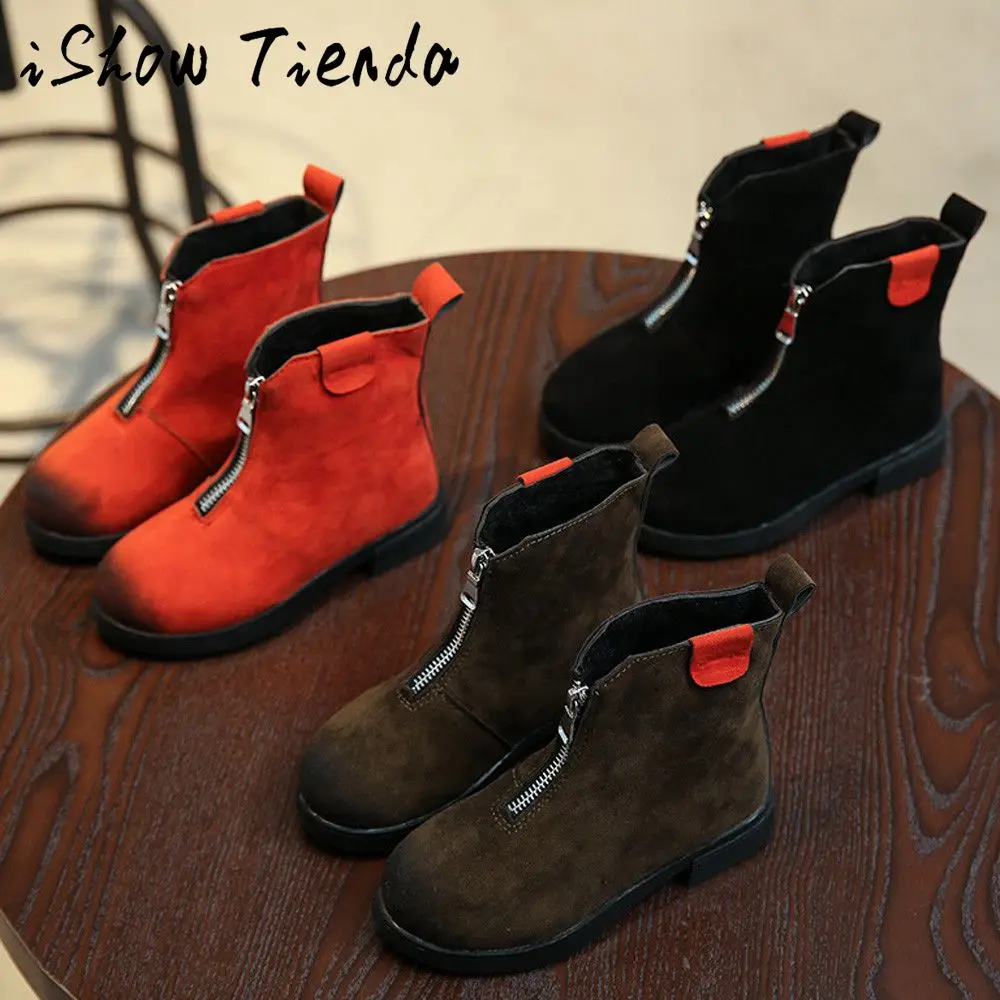 

2018 Winter Children Shoes For Girls Boys Boots Martin Boots Kids Snow Boots Thick Vintage zipper ankle boot Fashion Sneakers