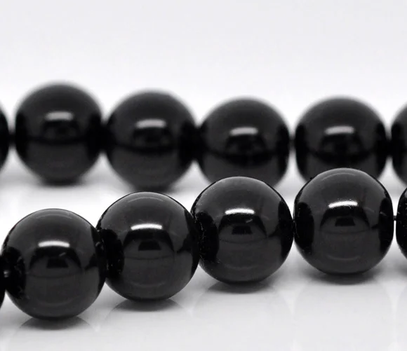 

8SEASONS 2 Strands Black Round Glass imitation Pearl Beads 10mm 32-1/4" (B11733)