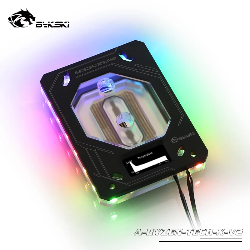 Блок процессора Bykski для Ryzen 3/5/7/ThreadRipper + OLED температурный цифровой дисплей RGB 12 V/RBW