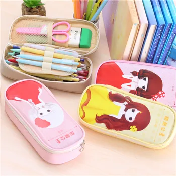 

Simple fresh sweet princess Korean stationery pencil cases pencil bagpencil box large capacity PU creative learning activities