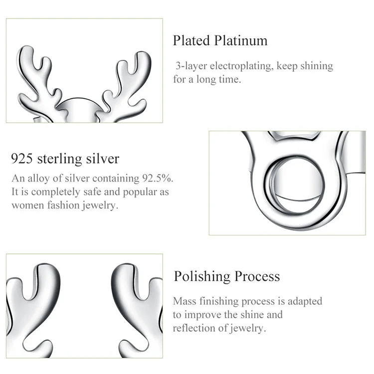 WOSTU, маленькие милые серьги-гвоздики в виде лося, 925 пробы, серебряные, для свадьбы, помолвки, роскошные ювелирные изделия для женщин, серьги, CTE116