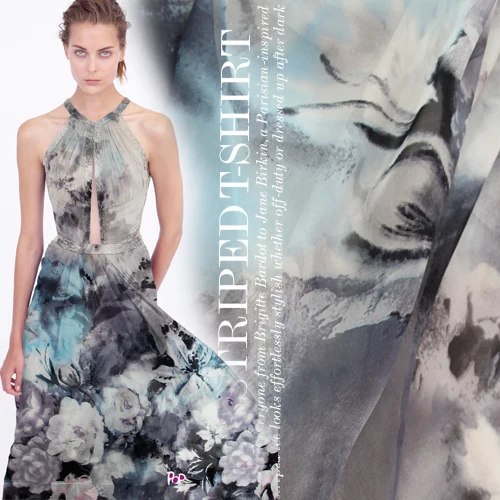 Специальное предложение Серая шелковая шифоновая ткань шелковая ткань одежды