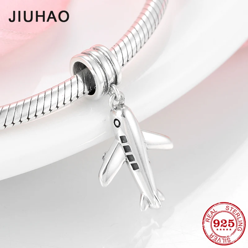 

New Arrival 925 Sterling Silver Plane Bead Travel Around World Fit Pandora Original Necklace Bracelet beads Jewelry making