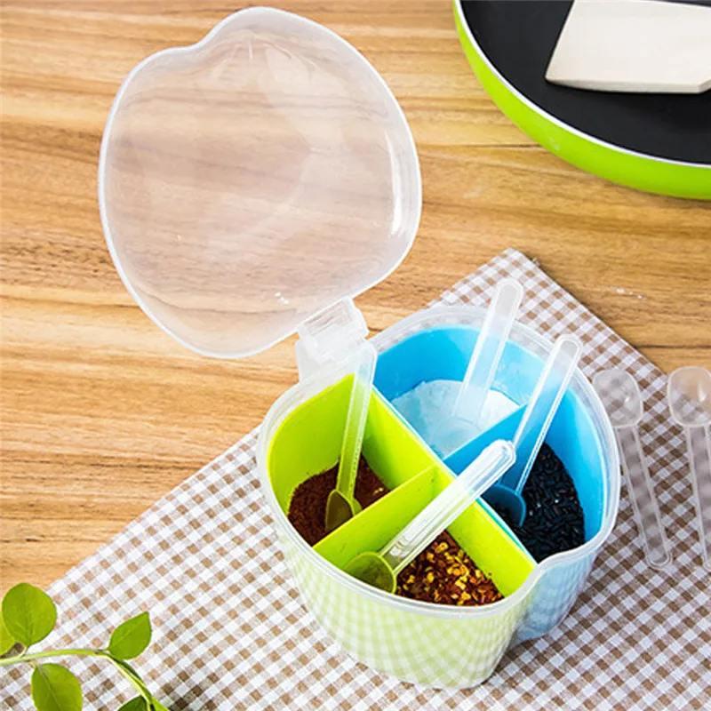 

1PC Lattice Salt Spice Condiment Box with Lid Detachable Beans Sugar Storage Boxes Plastic PP Kitchen Container Canister
