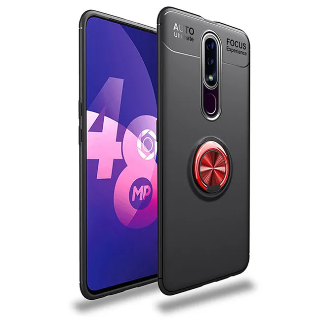 Чехол для Motorola Moto G7 с магнитным кольцом на палец, задняя крышка для телефона для Moto G7 G7 Play Capas для G7 Coque - Цвет: Black red