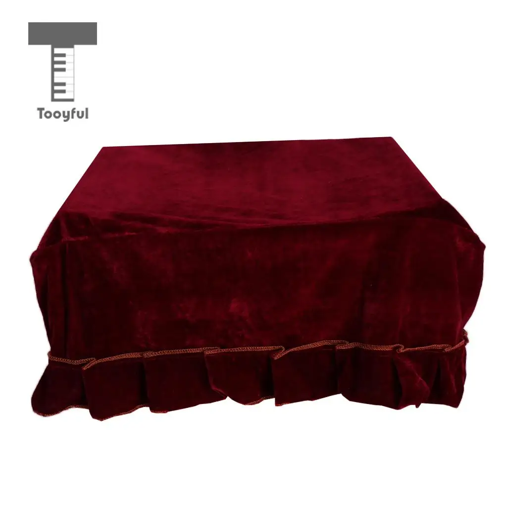 Tooyful Pleuche Piano Stool Chair Cover for Piano Single Seat Bench Claret