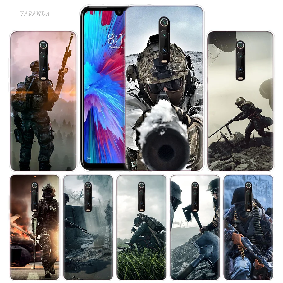 

Soldier Battlefield Case for Xiaomi Redmi Note 7 7S K20 Y3 GO S2 6 6A 7A 5 Pro MI Play A1 A2 8 Lite Poco F1 Silicone Phone Bags