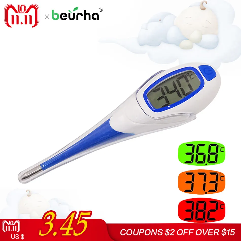 

Beurha Digital LCD Heating Baby Thermometer Tools High Quality Kids Baby Child Adult Body Temperature Measurement