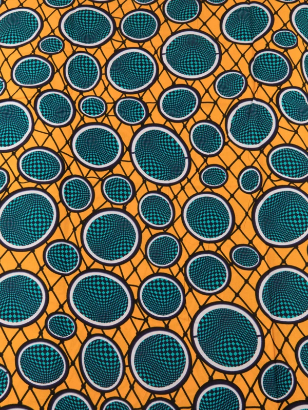 Fabrics For Nigerian Clothing Real Wax Yellow Green Circle Patterns For
