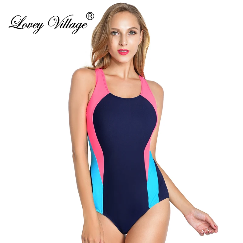 Women Professional Competition Sports One Piece Waterproof Swimsuit