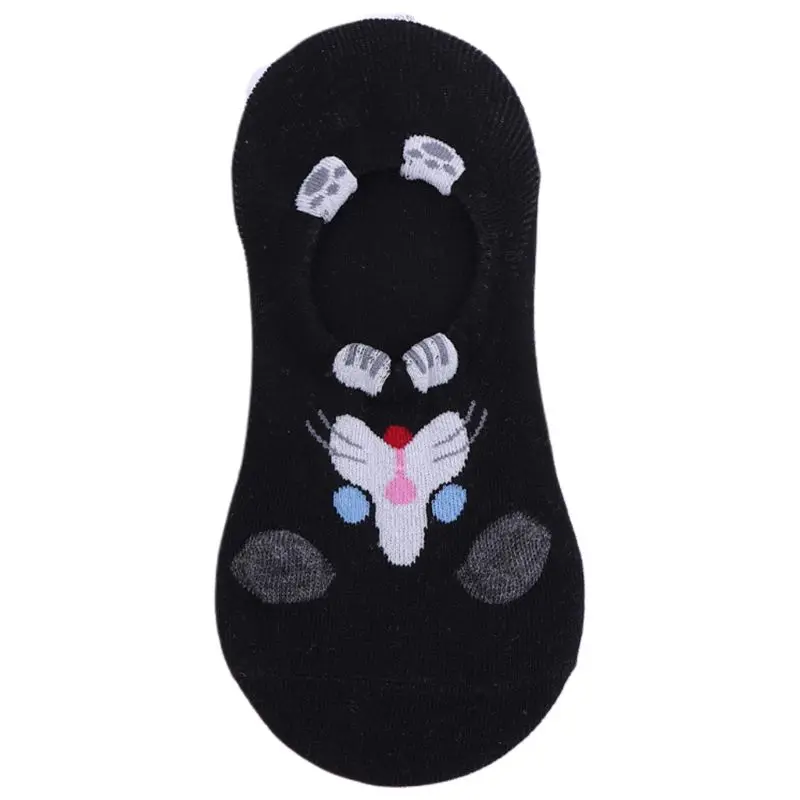 Японские Женские летние невидимые короткие носки-лодочки для девочек милые Мультяшные носки с принтом хомяка 3D лапы Противоскользящие силиконовые хлопковые чулки - Цвет: 1