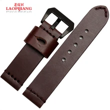 Laopijiangleather часы группа грубый ручной кожаный ремешок адаптер PAM111 мужчины часы 24 мм