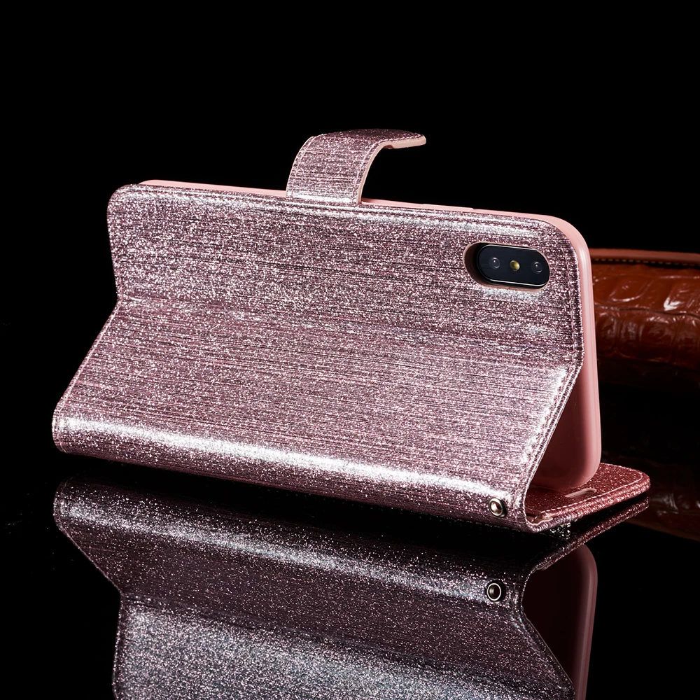 Блестящий кожаный чехол со стразами для iPhone 6 6S 7 8 Plus X XR XS Max флип телефона 11 Pro SE 2020