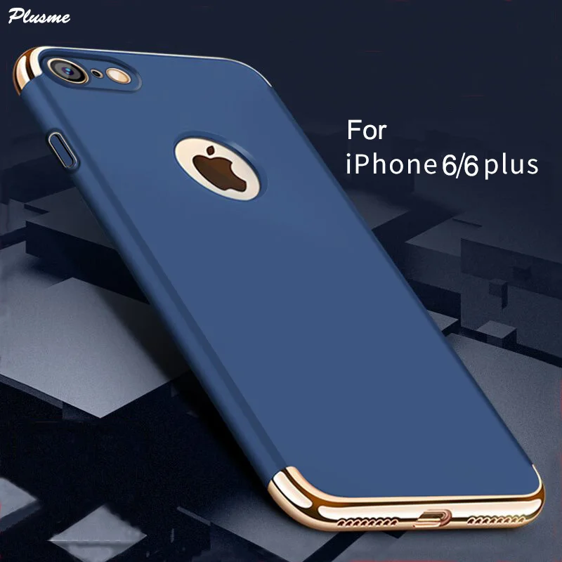

For iPhone 6 6 Plus Case Luxury 3-IN-1 Shockproof Frosted Shield Hard Back Cover Case For iPhone 6 6Plus Premium Plating Cases