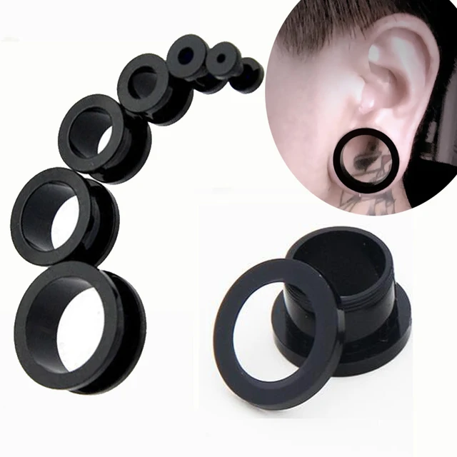 2 Pieces Size Acrylic Plastic Uv Black Ear Plugs Flesh 2 Pieces Size Acrylic Plastic Uv Black Ear Plugs Flesh Tunnel Earring Gauges Hollow