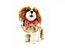 2015 nueva mascotas perros gatos moda de encaje bowknot cuello productos accesorios para mascotas perrito perrito collares con campana suministros 10 unids S M