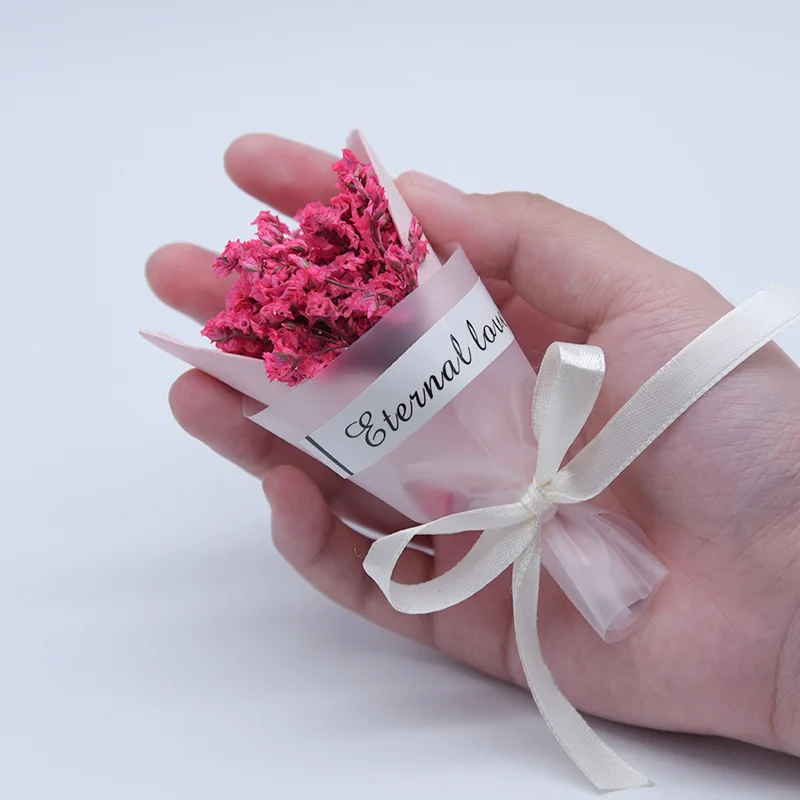 MOLANS Muti-цветные стимуляции высушенный цветок мини-букеты на День святого Валентина подарки прекрасный цветок с белым декорации с лентой