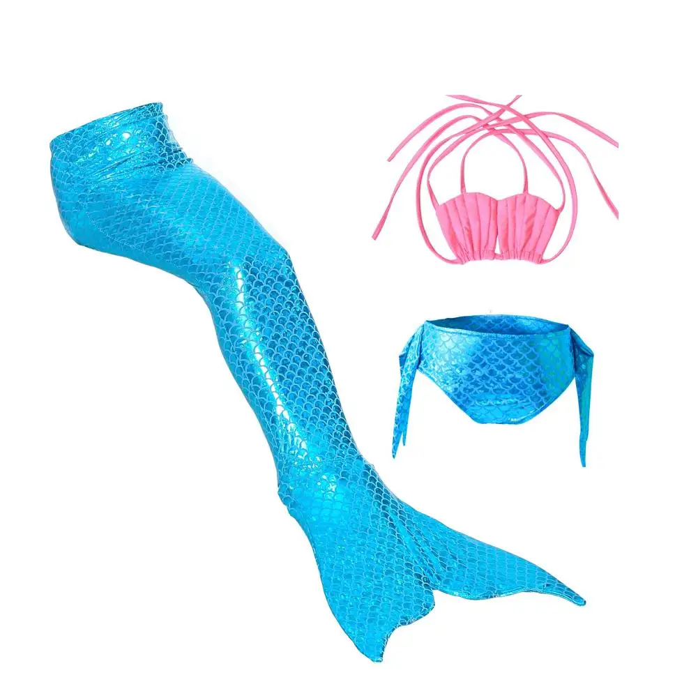 

3PCS Summer Beach Mermaid Tail Swimsuit Swimwear Costume Cosplay Gift for Children Kids Girls