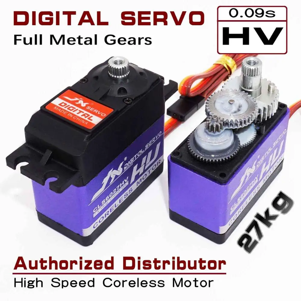 

JX CLS6027HV 27kg 8.4v high voltage large torque standard digital coreless servo metallic gears for car clamber airplane robot