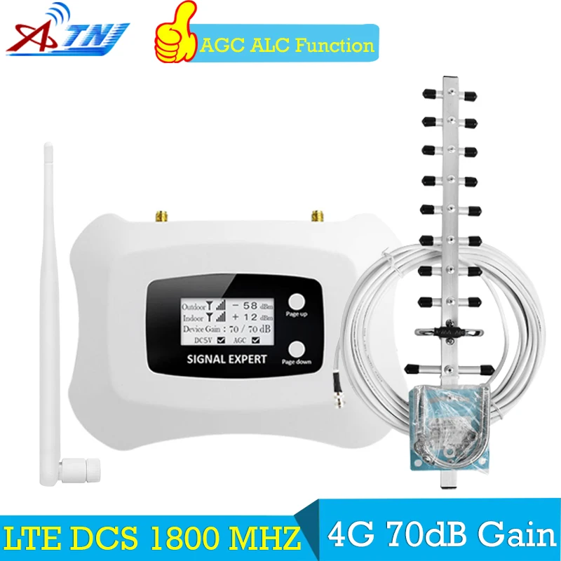 

ATNJ 70dB Signal Repeater 4G LTE 1800MHz GSM Repeater GSM Booster 1800 70dB Gain LCD Repetidor GSM 1800 MHz Signal Amplifier