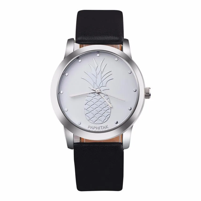 

Cheap Watch Women Fashion Pineapple Pattern Wrist Watches Women's Faux Leather Strap Analog Quartz Watch Relogio Feminino #YL5