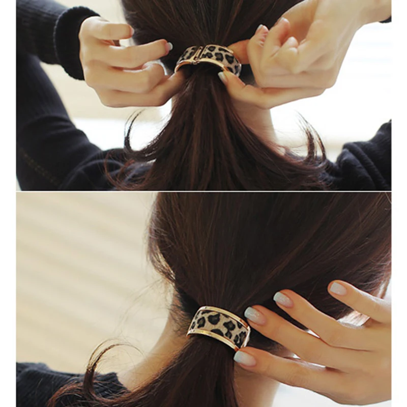 Женский элегантный Леопардовый пластиковый конский хвост с пряжкой, эластичные резинки для волос, повязка на голову, резинки для волос, модные аксессуары для волос