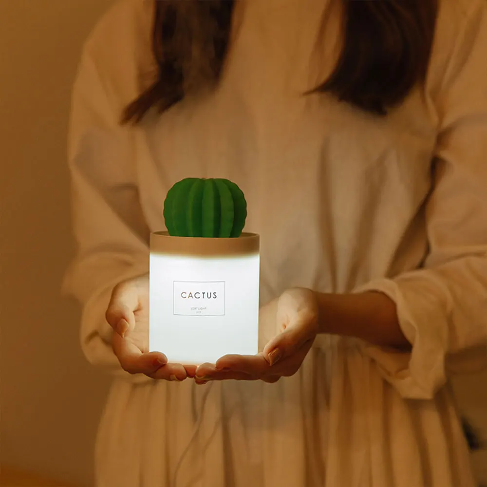 Pаспродажа USB кактус увлажнитель воздуха ультразвуковой увлажнитель воздуха с ночной светильник 280 мл, делающий туман, ароматерапический арома диффуз...