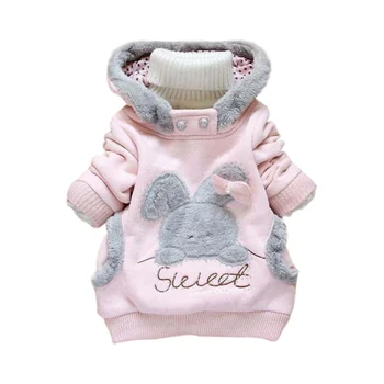 

Baby Girls Lovely Clothes Autumn Winter Cotton Soft Children's Hooded Jacket Cute Rabbit Sweater Clothing