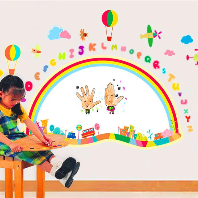 children elementary education cartoon english alphabet wall stickers children education cartoon
