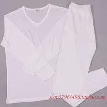 Мужской комплект Шелкового нижнего белья с v-образным вырезом водолазка из шелка тутового шелкопряда шелковые трикотажные базовые кальсоны